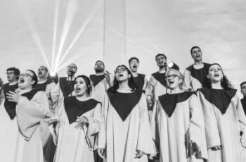 Church choir praising God through singing
